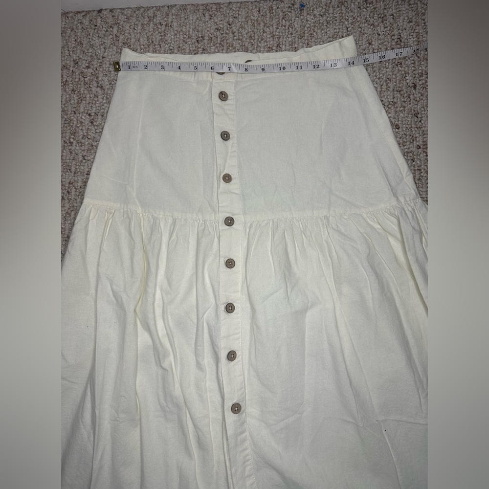 Free People Ivory Button-Down A-Line Skirt size 4 - Picture 5 of 7